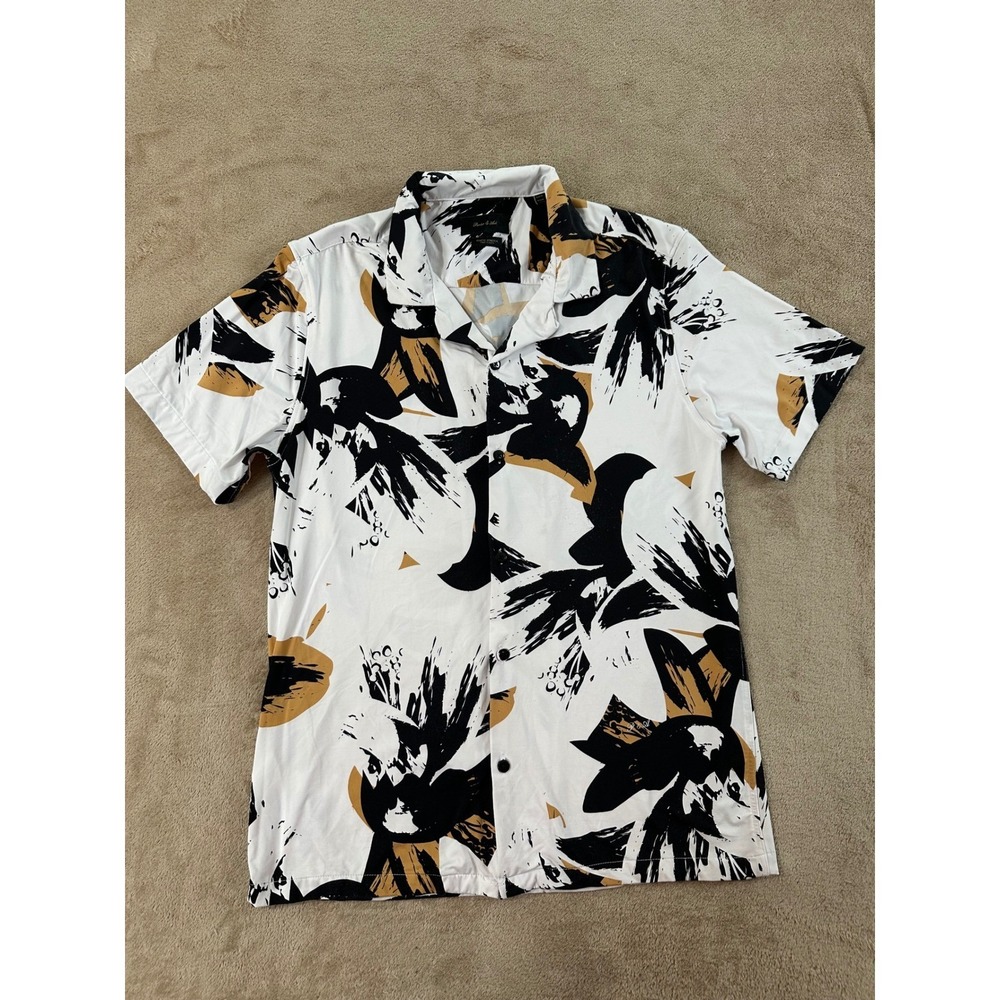 Porter & Ash Kinetic Stretch Shirt Men's M Abstract Floral S/S Button Down EUC
